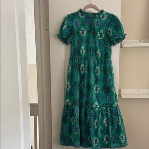 J. Crew Women’s  Green Floral Tiered Dress size 6 , used like new